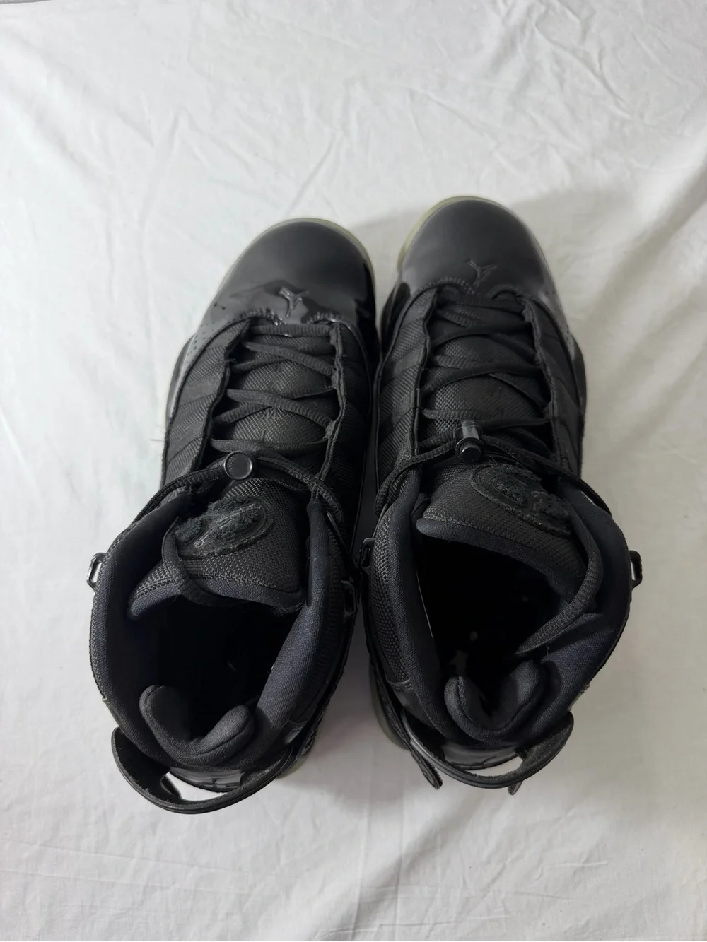 AIR JORDAN 6 RINGS 3 Black Patent Leather High-Top Sneakers with Icy Sole